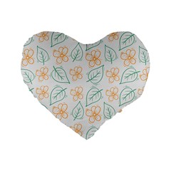 Hand-drawn-cute-flowers-with-leaves-pattern Standard 16  Premium Heart Shape Cushions