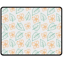 Hand-drawn-cute-flowers-with-leaves-pattern Double Sided Fleece Blanket (Medium)