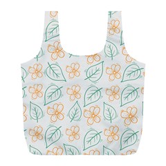 Hand-drawn-cute-flowers-with-leaves-pattern Full Print Recycle Bag (L)