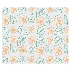 Hand-drawn-cute-flowers-with-leaves-pattern Double Sided Flano Blanket (Small)