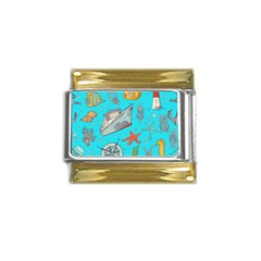 Colored-sketched-sea-elements-pattern-background-sea-life-animals-illustration Gold Trim Italian Charm (9mm)