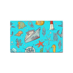 Colored-sketched-sea-elements-pattern-background-sea-life-animals-illustration Sticker Rectangular (100 Pack)