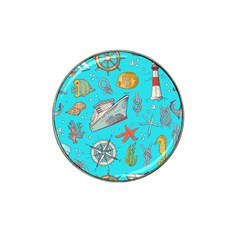 Colored-sketched-sea-elements-pattern-background-sea-life-animals-illustration Hat Clip Ball Marker (10 Pack) by Pakemis