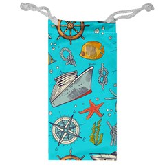 Colored-sketched-sea-elements-pattern-background-sea-life-animals-illustration Jewelry Bag