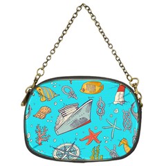 Colored-sketched-sea-elements-pattern-background-sea-life-animals-illustration Chain Purse (one Side) by Pakemis