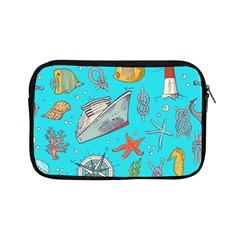 Colored-sketched-sea-elements-pattern-background-sea-life-animals-illustration Apple Ipad Mini Zipper Cases by Pakemis