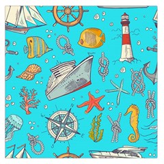 Colored-sketched-sea-elements-pattern-background-sea-life-animals-illustration Square Satin Scarf (36  X 36 )