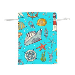 Colored-sketched-sea-elements-pattern-background-sea-life-animals-illustration Lightweight Drawstring Pouch (m) by Pakemis