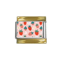 Strawberry-seamless-pattern Gold Trim Italian Charm (9mm)