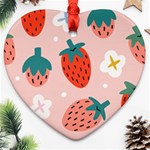 Strawberry-seamless-pattern Heart Ornament (Two Sides) Front