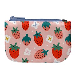 Strawberry-seamless-pattern Large Coin Purse by Pakemis