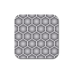 Halftone-tech-hexagons-seamless-pattern Rubber Square Coaster (4 Pack) by Pakemis