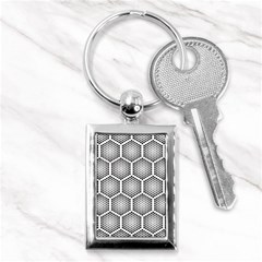 Halftone-tech-hexagons-seamless-pattern Key Chain (rectangle) by Pakemis