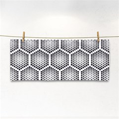 Halftone-tech-hexagons-seamless-pattern Hand Towel by Pakemis