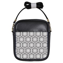 Halftone-tech-hexagons-seamless-pattern Girls Sling Bag by Pakemis