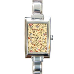 Seamless-pattern-with-different-flowers Rectangle Italian Charm Watch