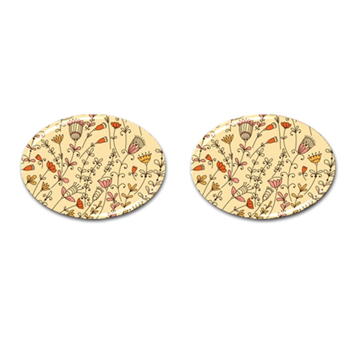 Seamless-pattern-with-different-flowers Cufflinks (Oval)