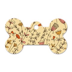 Seamless-pattern-with-different-flowers Dog Tag Bone (One Side)