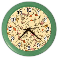 Seamless-pattern-with-different-flowers Color Wall Clock by Pakemis