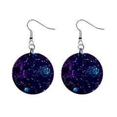 Realistic-night-sky-poster-with-constellations Mini Button Earrings by Pakemis