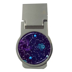 Realistic-night-sky-poster-with-constellations Money Clips (round)  by Pakemis