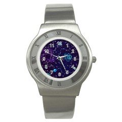 Realistic-night-sky-poster-with-constellations Stainless Steel Watch by Pakemis