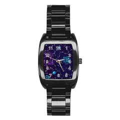 Realistic-night-sky-poster-with-constellations Stainless Steel Barrel Watch by Pakemis