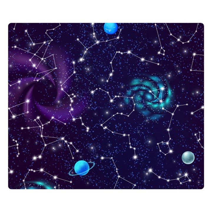 Realistic-night-sky-poster-with-constellations Double Sided Flano Blanket (Small)