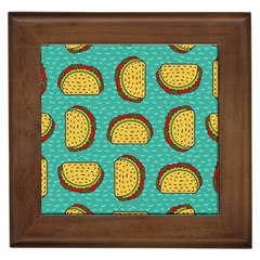 Taco-drawing-background-mexican-fast-food-pattern Framed Tile by Pakemis