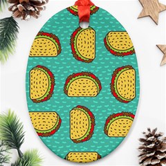 Taco-drawing-background-mexican-fast-food-pattern Ornament (oval) by Pakemis