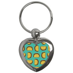 Taco-drawing-background-mexican-fast-food-pattern Key Chain (heart) by Pakemis