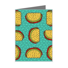 Taco-drawing-background-mexican-fast-food-pattern Mini Greeting Card by Pakemis