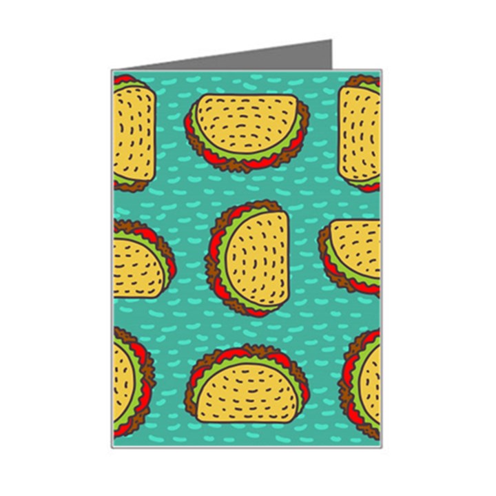 Taco-drawing-background-mexican-fast-food-pattern Mini Greeting Card