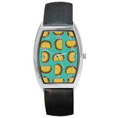 Taco-drawing-background-mexican-fast-food-pattern Barrel Style Metal Watch by Pakemis