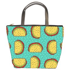 Taco-drawing-background-mexican-fast-food-pattern Bucket Bag by Pakemis