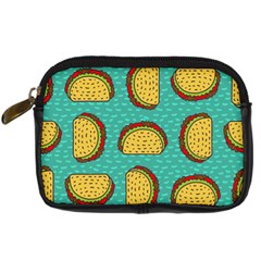 Taco-drawing-background-mexican-fast-food-pattern Digital Camera Leather Case by Pakemis