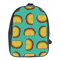 Taco-drawing-background-mexican-fast-food-pattern School Bag (large) by Pakemis