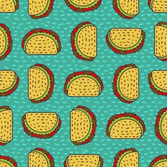 Taco-drawing-background-mexican-fast-food-pattern Play Mat (square)