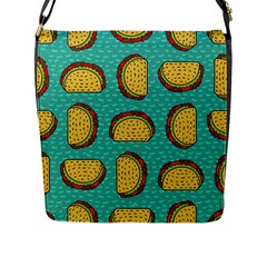 Taco-drawing-background-mexican-fast-food-pattern Flap Closure Messenger Bag (l) by Pakemis