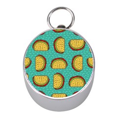 Taco-drawing-background-mexican-fast-food-pattern Mini Silver Compasses by Pakemis