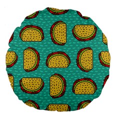 Taco-drawing-background-mexican-fast-food-pattern Large 18  Premium Flano Round Cushions by Pakemis