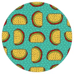 Taco-drawing-background-mexican-fast-food-pattern Round Trivet by Pakemis