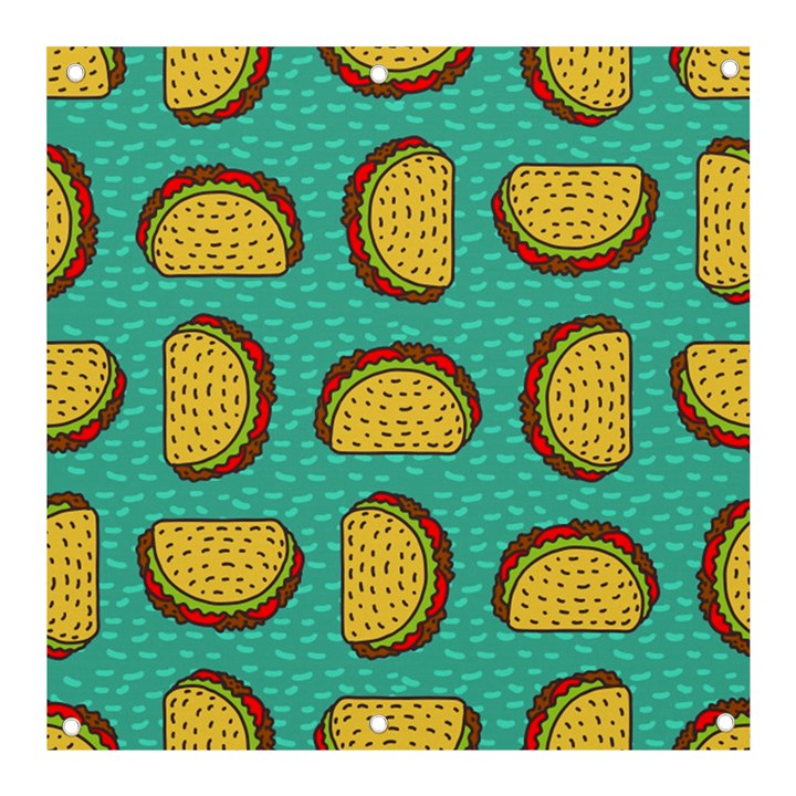 Taco-drawing-background-mexican-fast-food-pattern Banner and Sign 3  x 3 