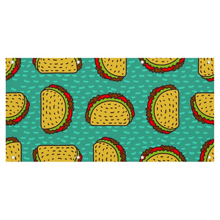 Taco-drawing-background-mexican-fast-food-pattern Banner and Sign 8  x 4 