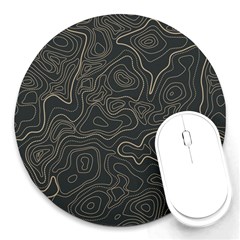 Damask-seamless-pattern Round Mousepad by Pakemis