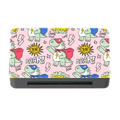 Seamless-pattern-with-many-funny-cute-superhero-dinosaurs-t-rex-mask-cloak-with-comics-style-inscrip Memory Card Reader With Cf by Pakemis