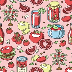 Tomato-seamless-pattern-juicy-tomatoes-food-sauce-ketchup-soup-paste-with-fresh-red-vegetables-backd Play Mat (Rectangle)