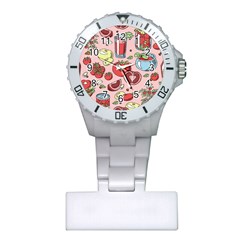 Tomato-seamless-pattern-juicy-tomatoes-food-sauce-ketchup-soup-paste-with-fresh-red-vegetables-backd Plastic Nurses Watch by Pakemis