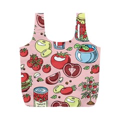 Tomato-seamless-pattern-juicy-tomatoes-food-sauce-ketchup-soup-paste-with-fresh-red-vegetables-backd Full Print Recycle Bag (m) by Pakemis