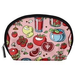 Tomato-seamless-pattern-juicy-tomatoes-food-sauce-ketchup-soup-paste-with-fresh-red-vegetables-backd Accessory Pouch (large) by Pakemis